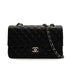 VINTAGE CHANEL CLASSIC FLAP MEDIUM CHAIN SHOULDER BAG BLACK LAMB SKIN SILVER HARDWARE 90342426