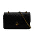 VINTAGE CHANEL CLASSIC FLAP MEDIUM CHAIN SHOULDER BAG BLACK LAMB SKIN GOLD HARDWARE 90343908
