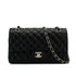 VINTAGE CHANEL CLASSIC FLAP MEDIUM CHAIN SHOULDER BAG BLACK LAMB SKIN SILVER HARDWARE 90344389