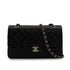 VINTAGE CHANEL CLASSIC FLAP MEDIUM CHAIN SHOULDER BAG BLACK LAMB SKIN SILVER HARDWARE 90344446