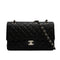 VINTAGE CHANEL CLASSIC FLAP MEDIUM CHAIN SHOULDER BAG BLACK LAMB SKIN SILVER HARDWARE 90345067