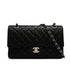 VINTAGE CHANEL CLASSIC FLAP MEDIUM CHAIN SHOULDER BAG BLACK LAMB SKIN SILVER HARDWARE 90345067