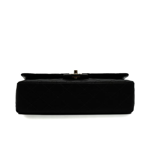 VINTAGE CHANEL CLASSIC FLAP MEDIUM CHAIN SHOULDER BAG BLACK LAMB SKIN SILVER HARDWARE 90345067
