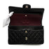 VINTAGE CHANEL CLASSIC FLAP MEDIUM CHAIN SHOULDER BAG BLACK LAMB SKIN SILVER HARDWARE 90345067