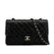 VINTAGE CHANEL CLASSIC FLAP MEDIUM CHAIN SHOULDER BAG BLACK LAMB SKIN SILVER HARDWARE 90350415