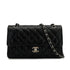 VINTAGE CHANEL CLASSIC FLAP MEDIUM CHAIN SHOULDER BAG BLACK LAMB SKIN SILVER HARDWARE 90350415