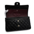VINTAGE CHANEL CLASSIC FLAP MEDIUM CHAIN SHOULDER BAG BLACK LAMB SKIN SILVER HARDWARE 90350415