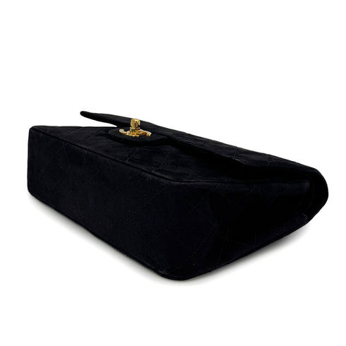 VINTAGE CHANEL CLASSIC FLAP MEDIUM CHAIN SHOULDER BAG BLACK SUEDE GOLD HARDWARE 90321627