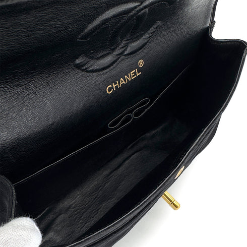VINTAGE CHANEL CLASSIC FLAP MEDIUM CHAIN SHOULDER BAG BLACK SUEDE GOLD HARDWARE 90321627