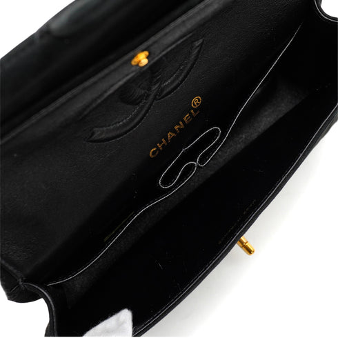 VINTAGE CHANEL CLASSIC FLAP MEDIUM CHAIN SHOULDER BAG BLACK SUEDE GOLD HARDWARE 90346107
