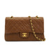 VINTAGE CHANEL CLASSIC FLAP MEDIUM CHAIN SHOULDER BAG BROWN LAMB SKIN GOLD HARDWARE 90330699
