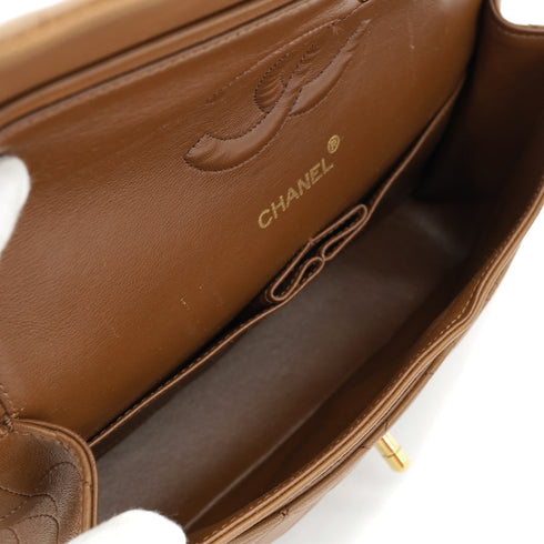 VINTAGE CHANEL CLASSIC FLAP MEDIUM CHAIN SHOULDER BAG BROWN LAMB SKIN GOLD HARDWARE 90330699