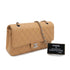 VINTAGE CHANEL CLASSIC FLAP MEDIUM CHAIN SHOULDER BAG CAMEL CAVIAR SKIN SILVER HARDWARE 90322909