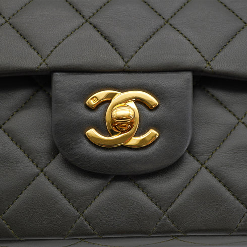 VINTAGE CHANEL CLASSIC FLAP MEDIUM CHAIN SHOULDER BAG KAHKI LAMB SKIN GOLD HARDWARE 90327396