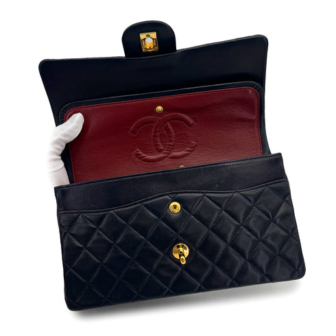 VINTAGE CHANEL CLASSIC FLAP MEDIUM CHAIN SHOULDER BAG NAVY LAMB SKIN GOLD HARDWARE 90325348