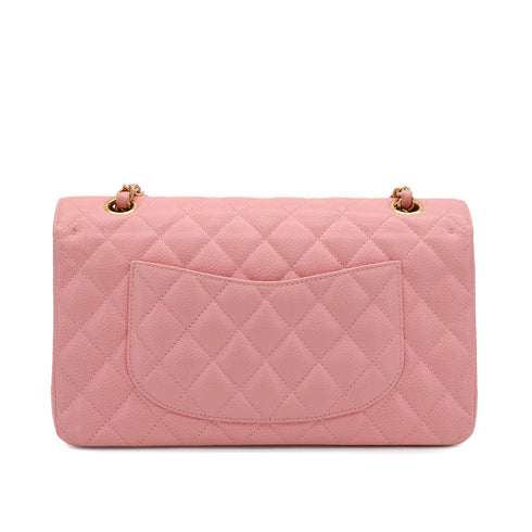 VINTAGE CHANEL CLASSIC FLAP MEDIUM CHAIN SHOULDER BAG PINK CAVIAR SKIN GOLD HARDWARE 90331964