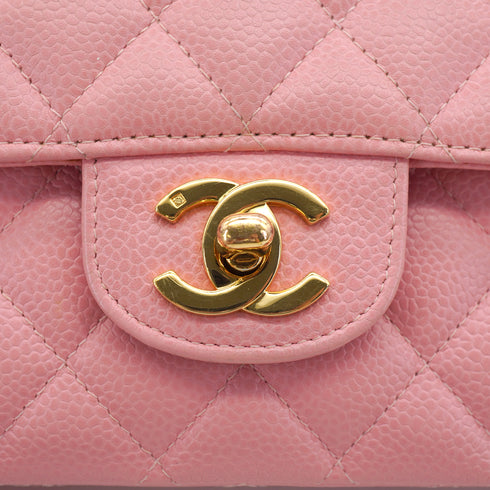 VINTAGE CHANEL CLASSIC FLAP MEDIUM CHAIN SHOULDER BAG PINK CAVIAR SKIN GOLD HARDWARE 90331964