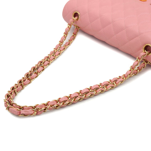 VINTAGE CHANEL CLASSIC FLAP MEDIUM CHAIN SHOULDER BAG PINK CAVIAR SKIN GOLD HARDWARE 90331964