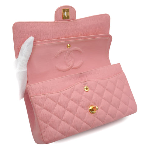 VINTAGE CHANEL CLASSIC FLAP MEDIUM CHAIN SHOULDER BAG PINK CAVIAR SKIN GOLD HARDWARE 90331964