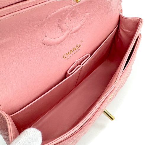 VINTAGE CHANEL CLASSIC FLAP MEDIUM CHAIN SHOULDER BAG PINK CAVIAR SKIN GOLD HARDWARE 90318187