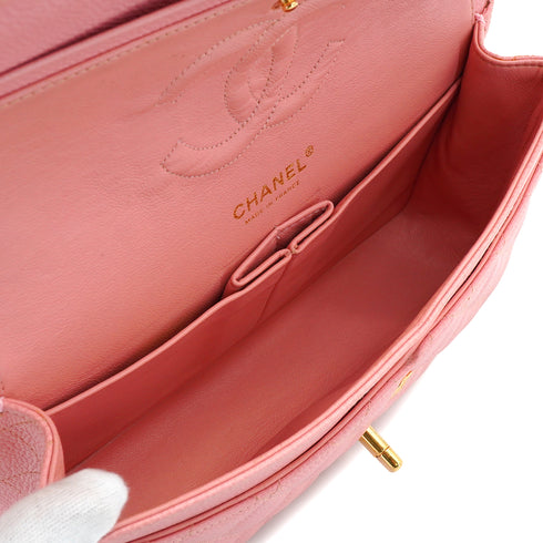 VINTAGE CHANEL CLASSIC FLAP MEDIUM CHAIN SHOULDER BAG PINK CAVIAR SKIN GOLD HARDWARE 90343614