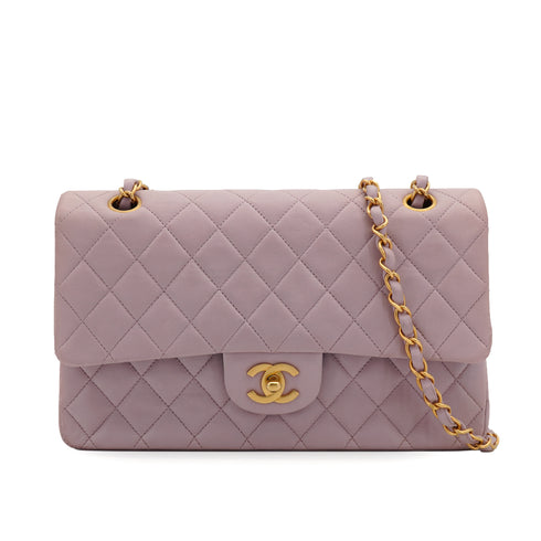VINTAGE CHANEL CLASSIC FLAP MEDIUM CHAIN SHOULDER BAG PALE PURPLE LAMB SKIN GOLD HARDWARE 90332919