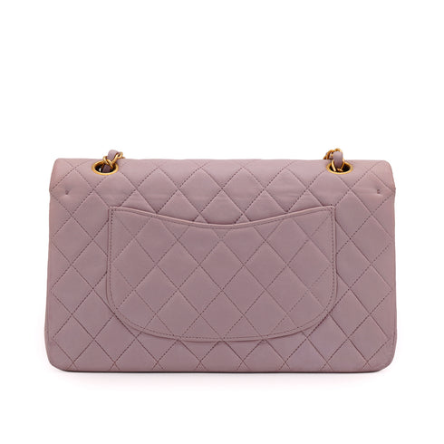 VINTAGE CHANEL CLASSIC FLAP MEDIUM CHAIN SHOULDER BAG PALE PURPLE LAMB SKIN GOLD HARDWARE 90332919