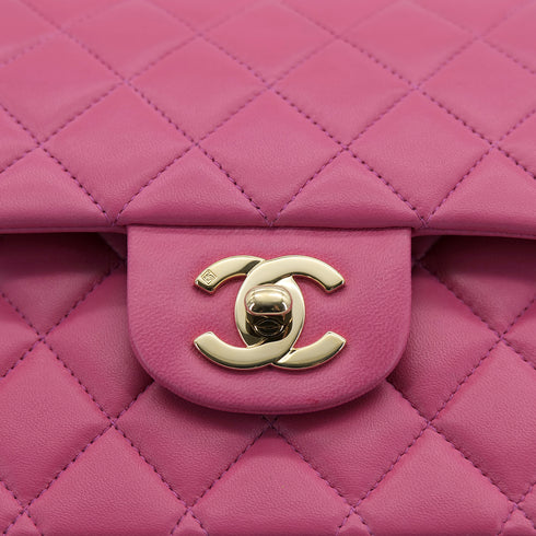 VINTAGE CHANEL CLASSIC FLAP MEDIUM CHAIN SHOULDER BAG PINK LAMB SKIN GOLD HARDWARE 90321630