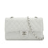 VINTAGE CHANEL CLASSIC FLAP MEDIUM CHAIN SHOULDER BAG WHITE CAVIR SKIN SILVER HARDWARE 90343863