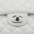 VINTAGE CHANEL CLASSIC FLAP MEDIUM CHAIN SHOULDER BAG WHITE CAVIR SKIN SILVER HARDWARE 90343863