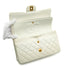VINTAGE CHANEL CLASSIC FLAP MEDIUM CHAIN SHOULDER BAG WHITE LAMB SKIN GOLD HARDWARE 90341715