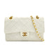 VINTAGE CHANEL CLASSIC FLAP MEDIUM CHAIN SHOULDER BAG WHITE LAMB SKIN GOLD HARDWARE 90309164