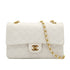 VINTAGE CHANEL CLASSIC FLAP MEDIUM CHAIN SHOULDER BAG WHITE LAMB SKIN GOLD HARDWARE 90324288