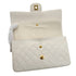 VINTAGE CHANEL CLASSIC FLAP MEDIUM CHAIN SHOULDER BAG WHITE LAMB SKIN GOLD HARDWARE 90324288