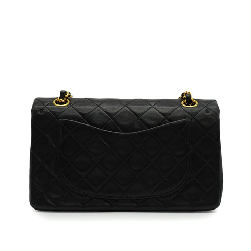 VINTAGE CHANEL CLASSIC FLAP SMALL CHAIN SHOULDER BAG BLACK LAMB SKIN GOLD HARDWARE 90341838