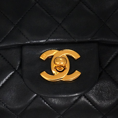 VINTAGE CHANEL CLASSIC FLAP SMALL CHAIN SHOULDER BAG BLACK LAMB SKIN GOLD HARDWARE 90341838