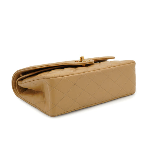 VINTAGE CHANEL CLASSIC FLAP SMALL CHAIN SHOULDER BAG BEIGE LAMB SKIN GOLD HARDWARE 90335504