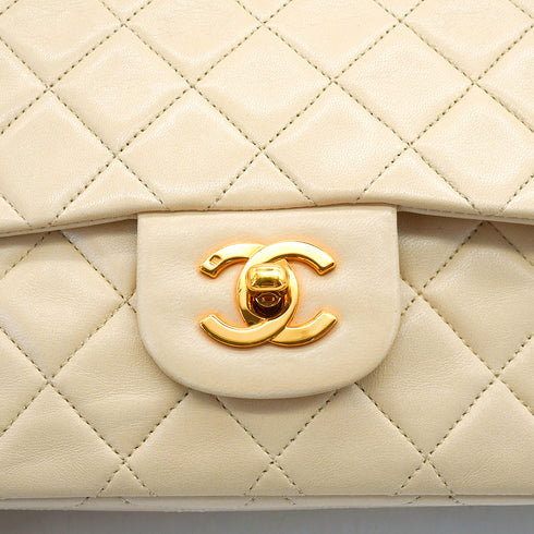 VINTAGE CHANEL CLASSIC FLAP SMALL CHAIN SHOULDER BAG BEIGE LAMB SKIN GOLD HARDWARE 90342732