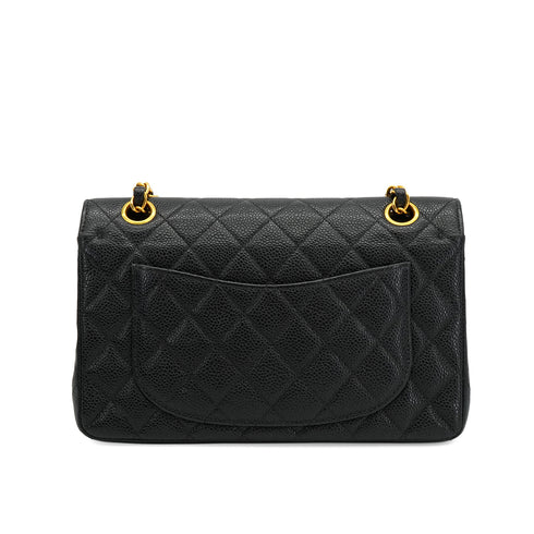 VINTAGE CHANEL CLASSIC FLAP SMALL CHAIN SHOULDER BAG BLACK CAVIAR SKIN GOLD HARDWARE 90334164