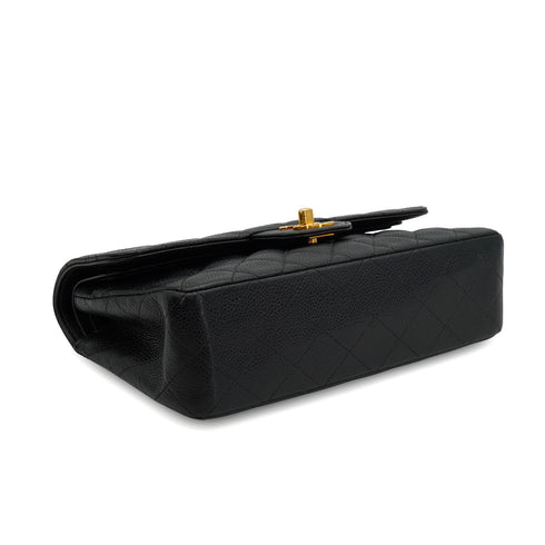 VINTAGE CHANEL CLASSIC FLAP SMALL CHAIN SHOULDER BAG BLACK CAVIAR SKIN GOLD HARDWARE 90334164