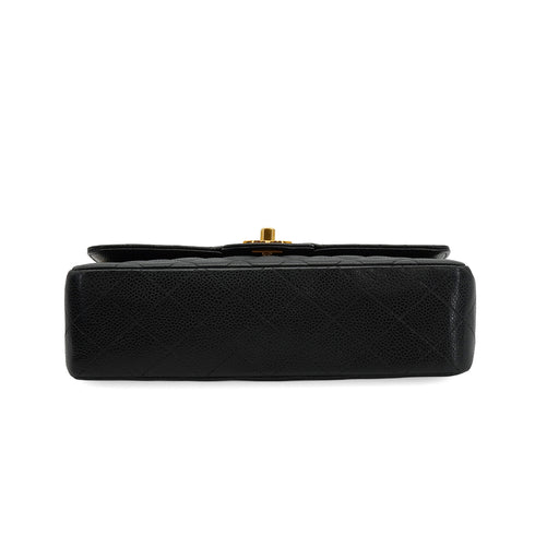 VINTAGE CHANEL CLASSIC FLAP SMALL CHAIN SHOULDER BAG BLACK CAVIAR SKIN GOLD HARDWARE 90334164