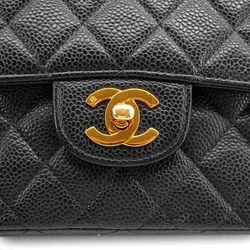 VINTAGE CHANEL CLASSIC FLAP SMALL CHAIN SHOULDER BAG BLACK CAVIAR SKIN GOLD HARDWARE 90334164