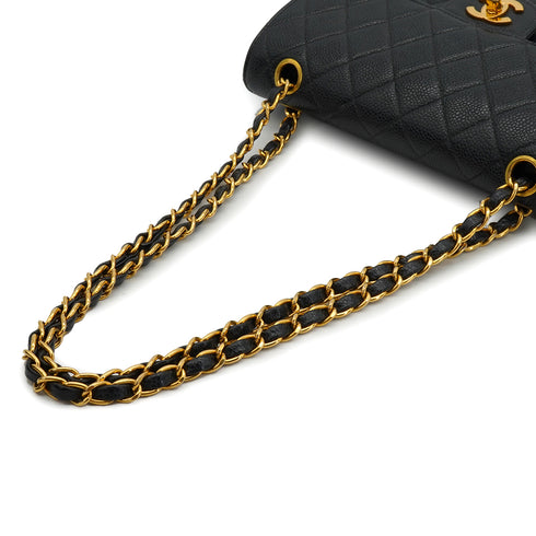 VINTAGE CHANEL CLASSIC FLAP SMALL CHAIN SHOULDER BAG BLACK CAVIAR SKIN GOLD HARDWARE 90334164