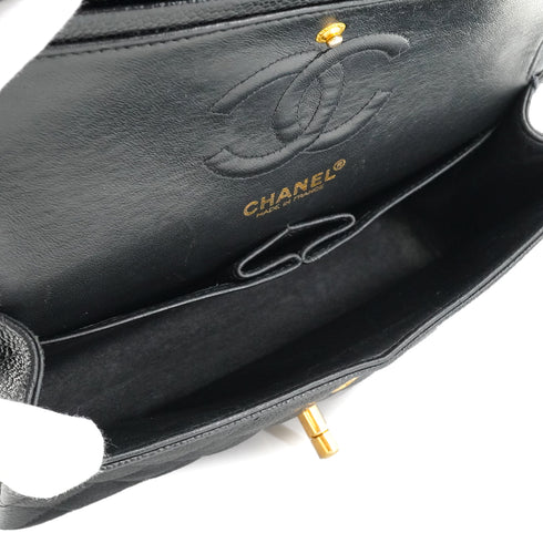 VINTAGE CHANEL CLASSIC FLAP SMALL CHAIN SHOULDER BAG BLACK CAVIAR SKIN GOLD HARDWARE 90334164