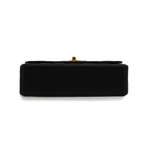 VINTAGE CHANEL CLASSIC FLAP SMALL CHAIN SHOULDER BAG BLACK CAVIAR SKIN GOLD HARDWARE 90339973