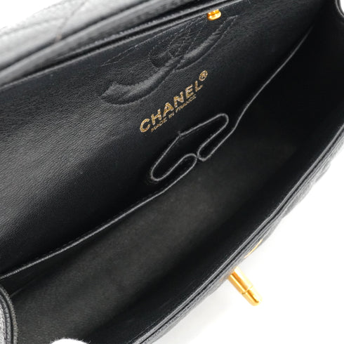 VINTAGE CHANEL CLASSIC FLAP SMALL CHAIN SHOULDER BAG BLACK CAVIAR SKIN GOLD HARDWARE 90339973