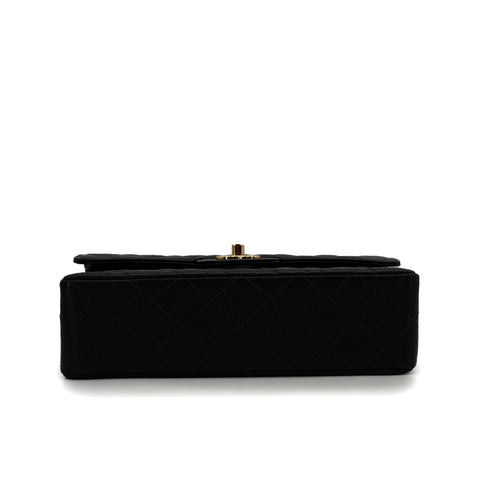 VINTAGE CHANEL CLASSIC FLAP SMALL CHAIN SHOULDER BAG BLACK CAVIR SKIN GOLD HARDWARE 90344367