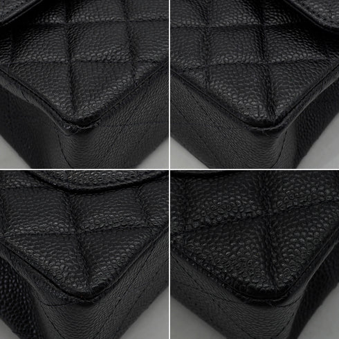 VINTAGE CHANEL CLASSIC FLAP SMALL CHAIN SHOULDER BAG BLACK CAVIR SKIN GOLD HARDWARE 90344367