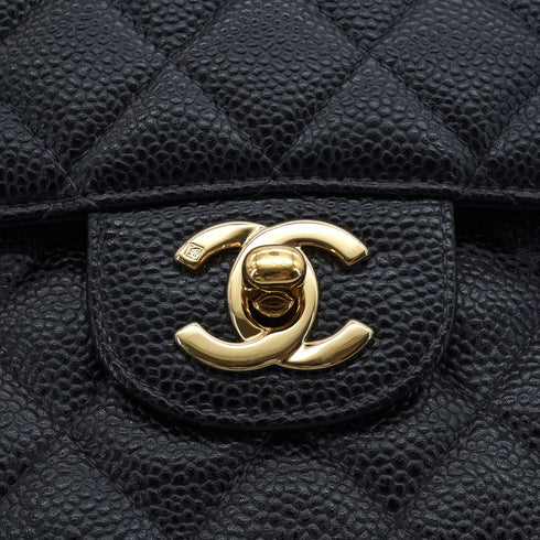 VINTAGE CHANEL CLASSIC FLAP SMALL CHAIN SHOULDER BAG BLACK CAVIR SKIN GOLD HARDWARE 90344367