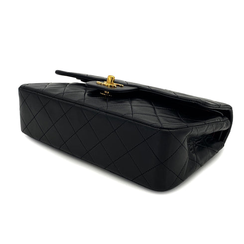 VINTAGE CHANEL CLASSIC FLAP SMALL CHAIN SHOULDER BAG BLACK LAMB SKIN GOLD HARDWARE 90322293